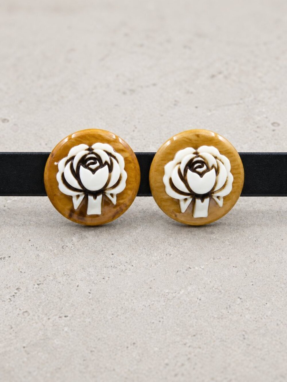 Vintage Cream Rose Screw Back Earrings | Classic Floral - Picture 3 of 6